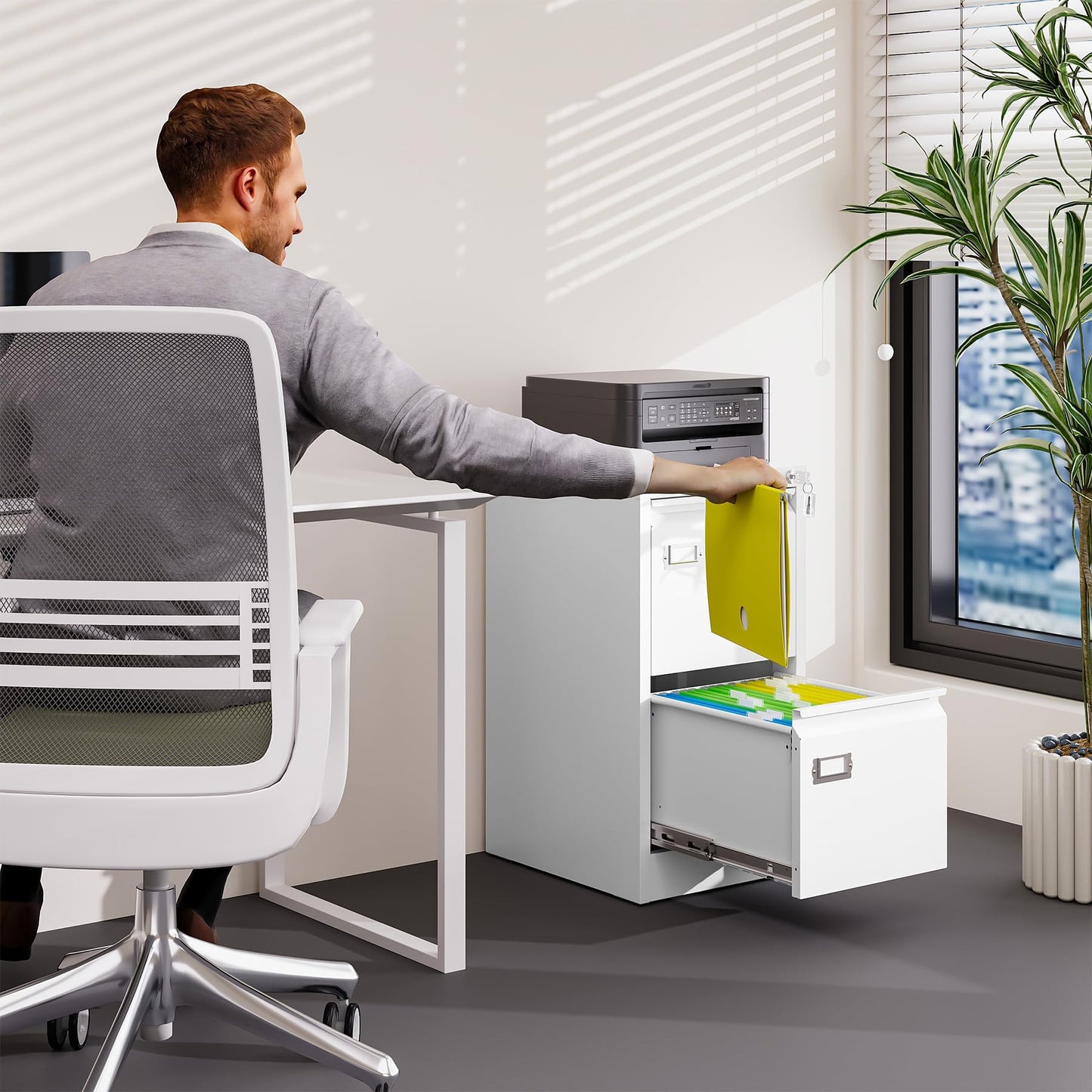 2-Drawer Vertical Locking File Cabinet, Steel, Letter Size