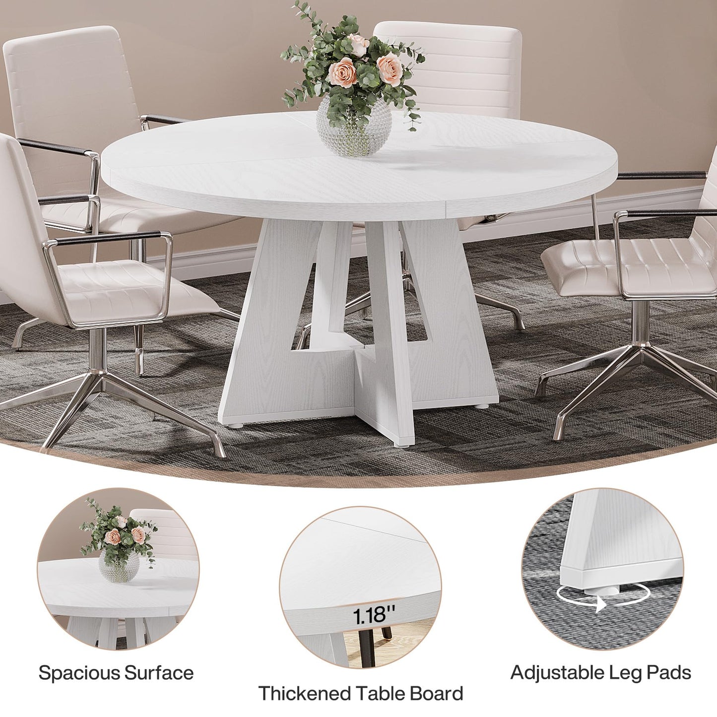Tribesigns 47-Inch Round Conference Table  Wooden Meeting Room Table