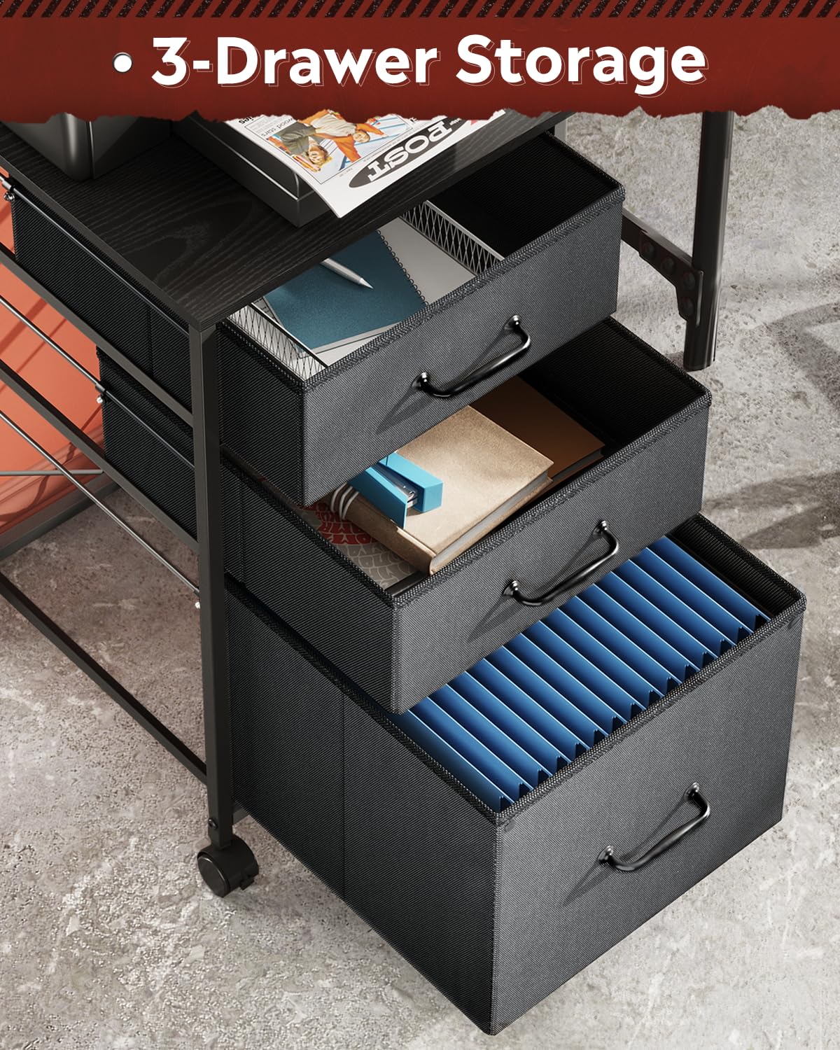 DEVAISE Mobile File Cabinet, Rolling Printer Stand with 3 Drawers