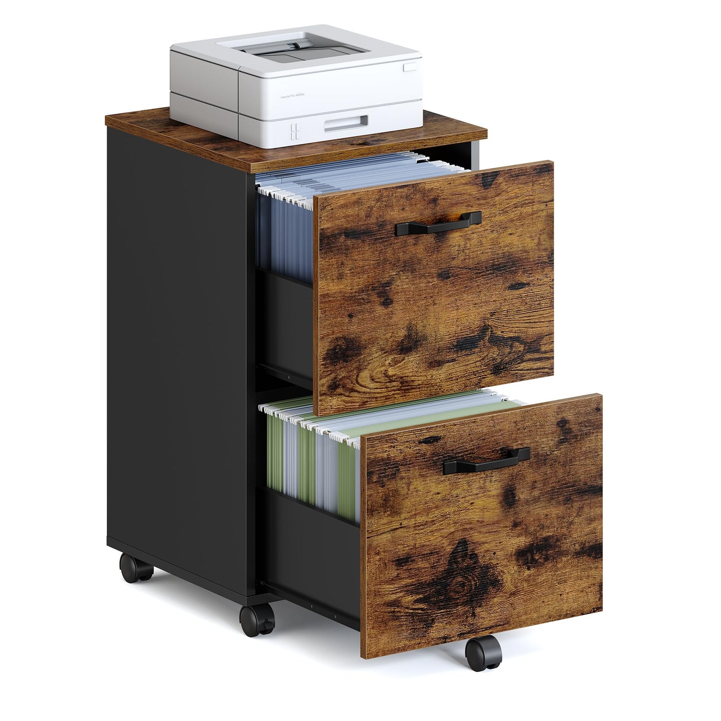 VASAGLE 2-Drawer Rolling File Cabinet, Snow White