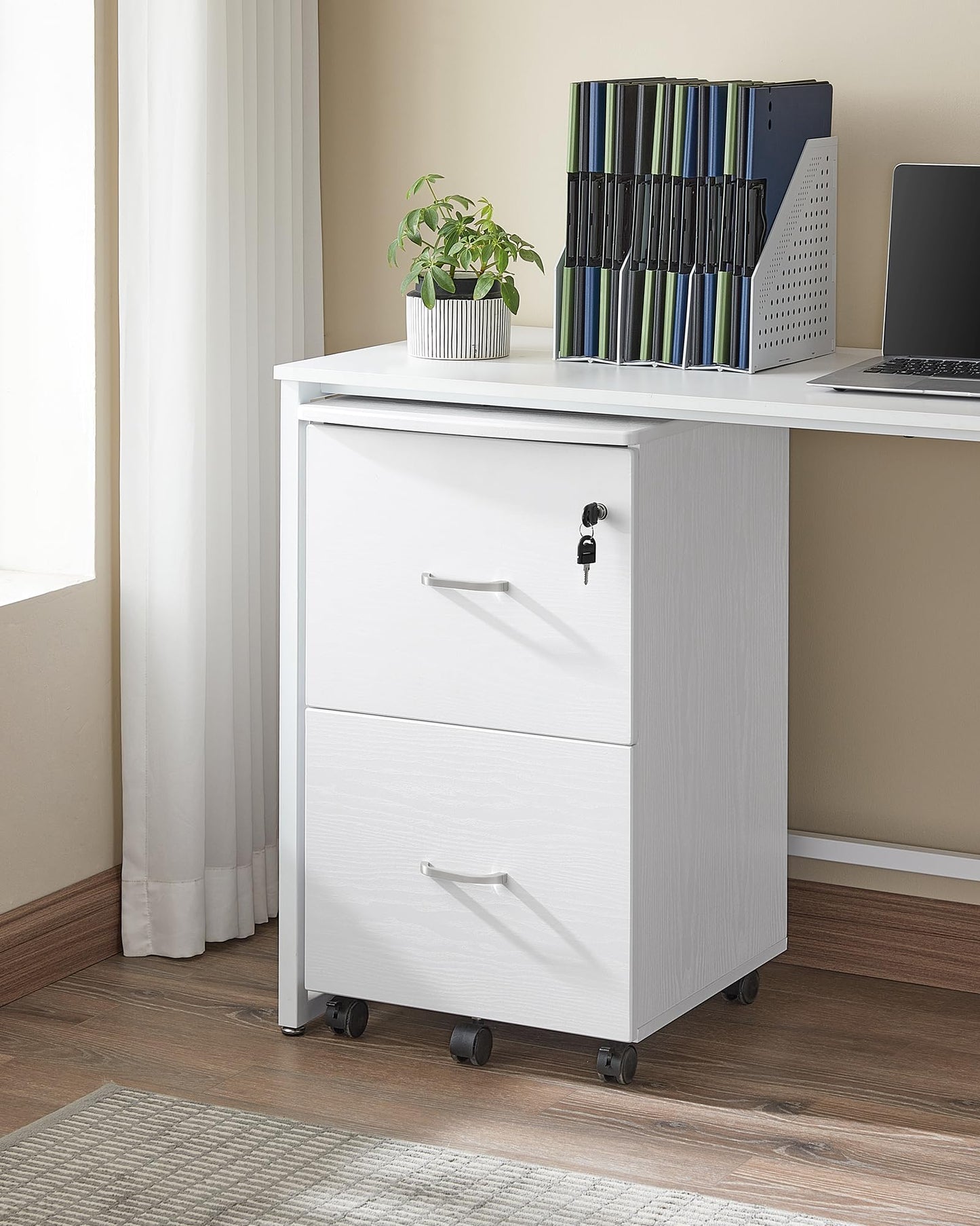 VASAGLE 2-Drawer Rolling File Cabinet, Snow White