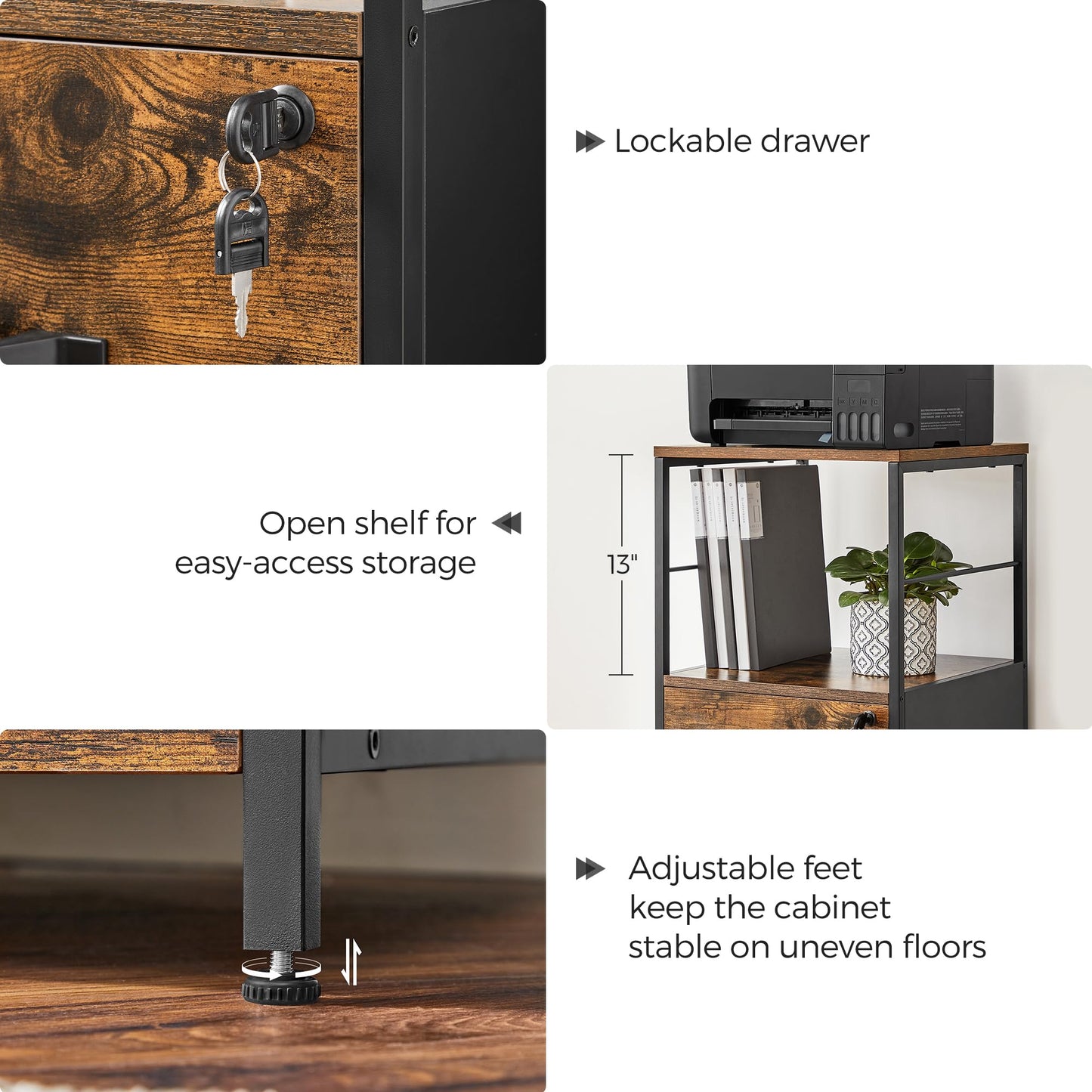 VASAGLE 2-Drawer Rolling File Cabinet, Snow White