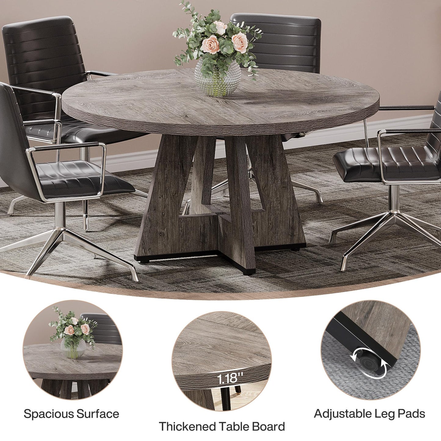 Tribesigns 47-Inch Round Conference Table  Wooden Meeting Room Table