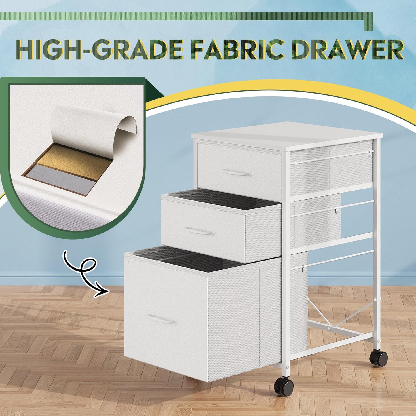 DEVAISE Mobile File Cabinet, Rolling Printer Stand with 3 Drawers