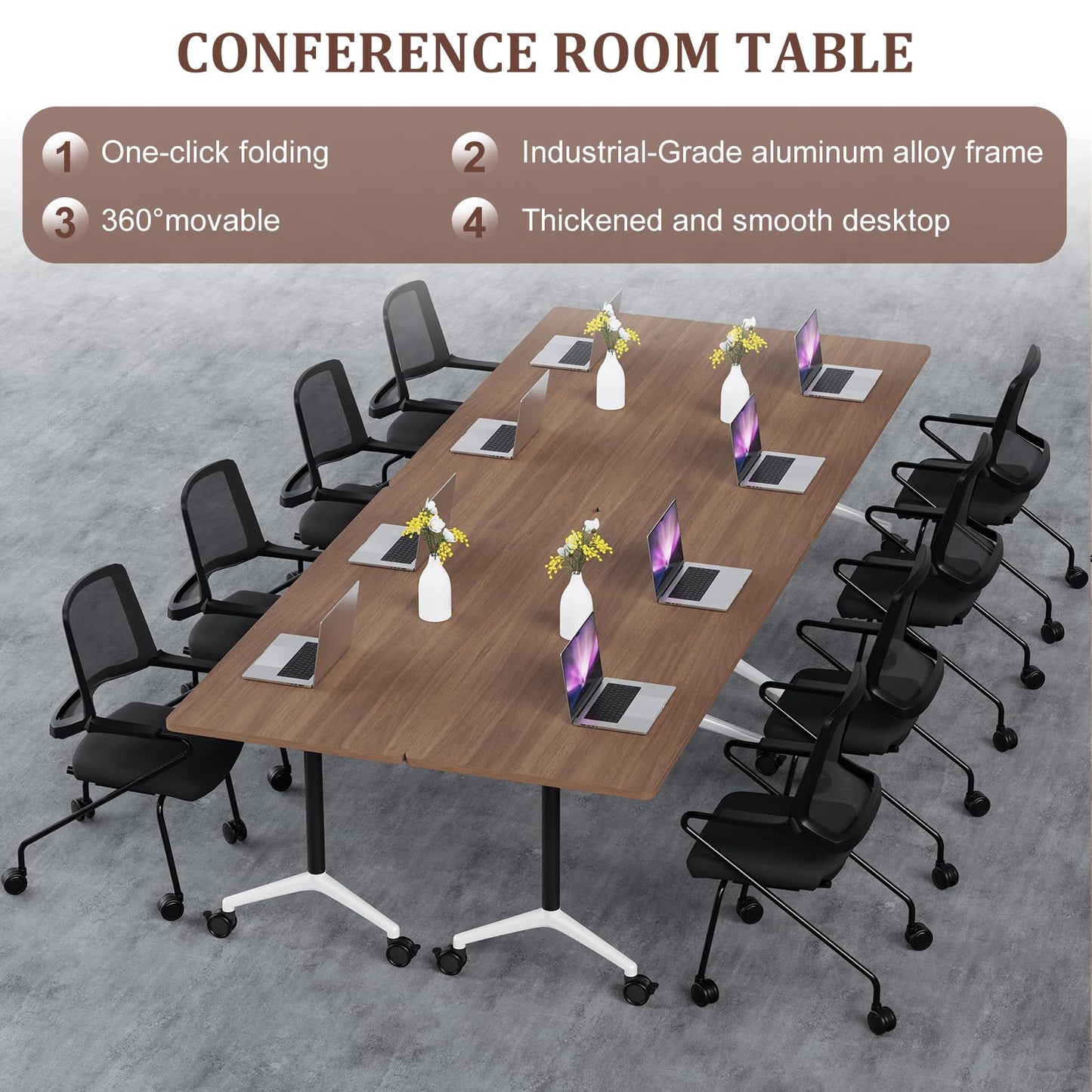 Folding Conference Table Modern Large Mobile Meeting