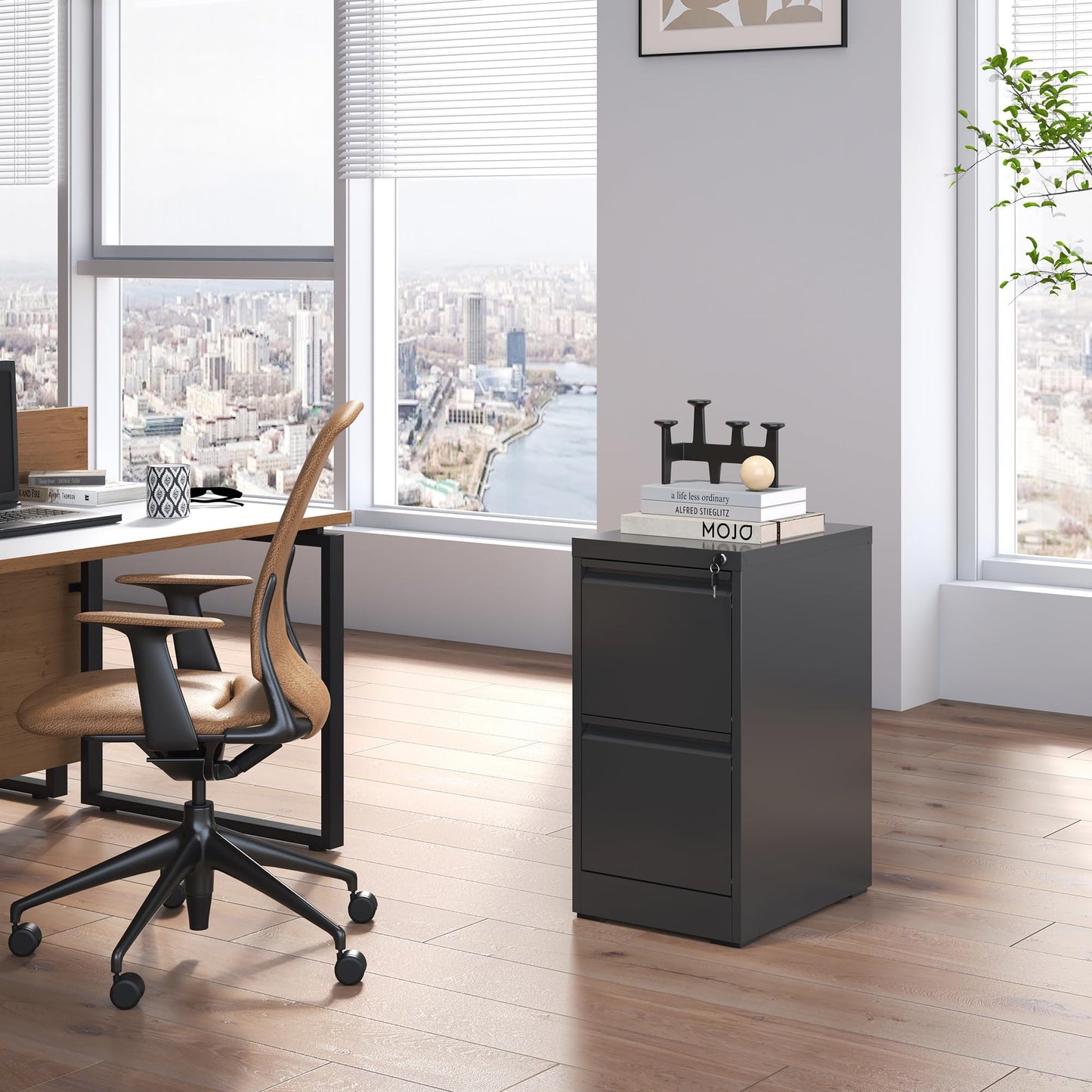4-Drawer Metal Locking File Cabinet, Black, Vertical