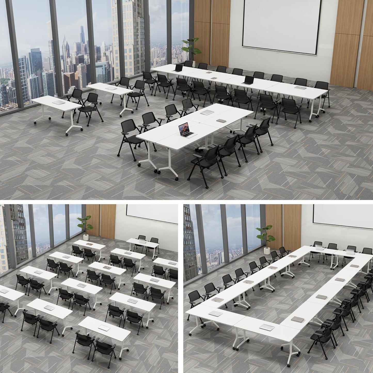 Okeysen Conference Room Table 1 Pack, Modern Folding Training Tables