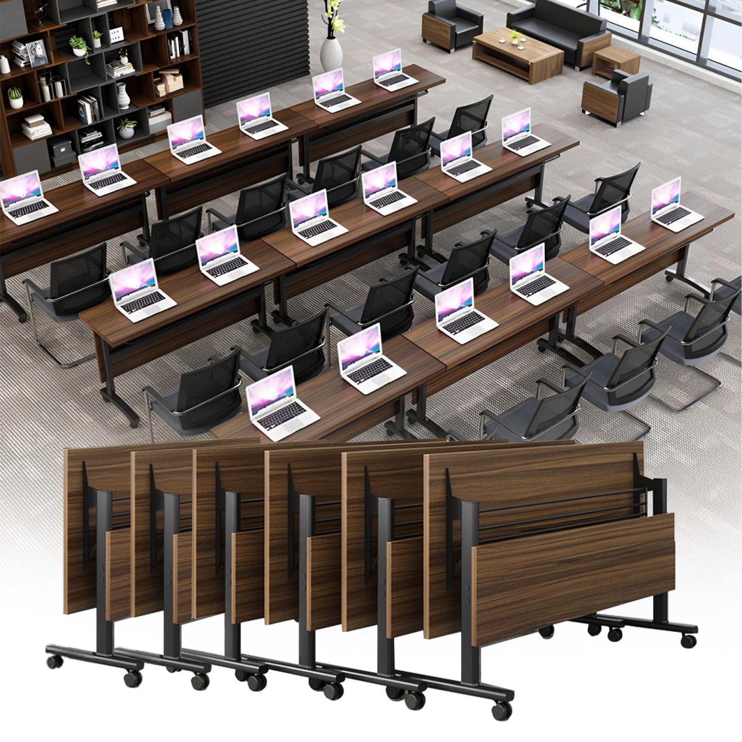 Folding Walnut Conference Table