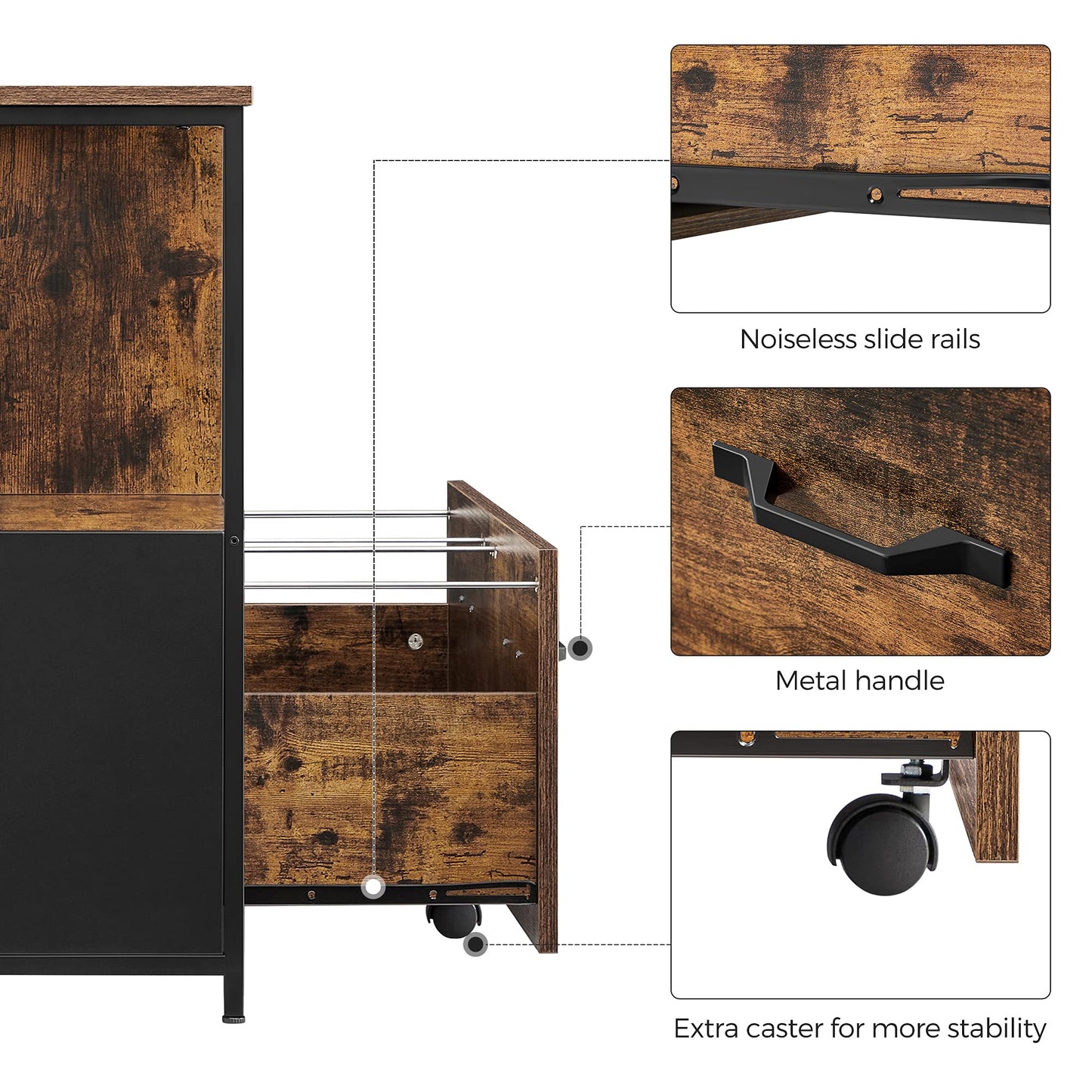 VASAGLE 2-Drawer Rolling File Cabinet, Snow White
