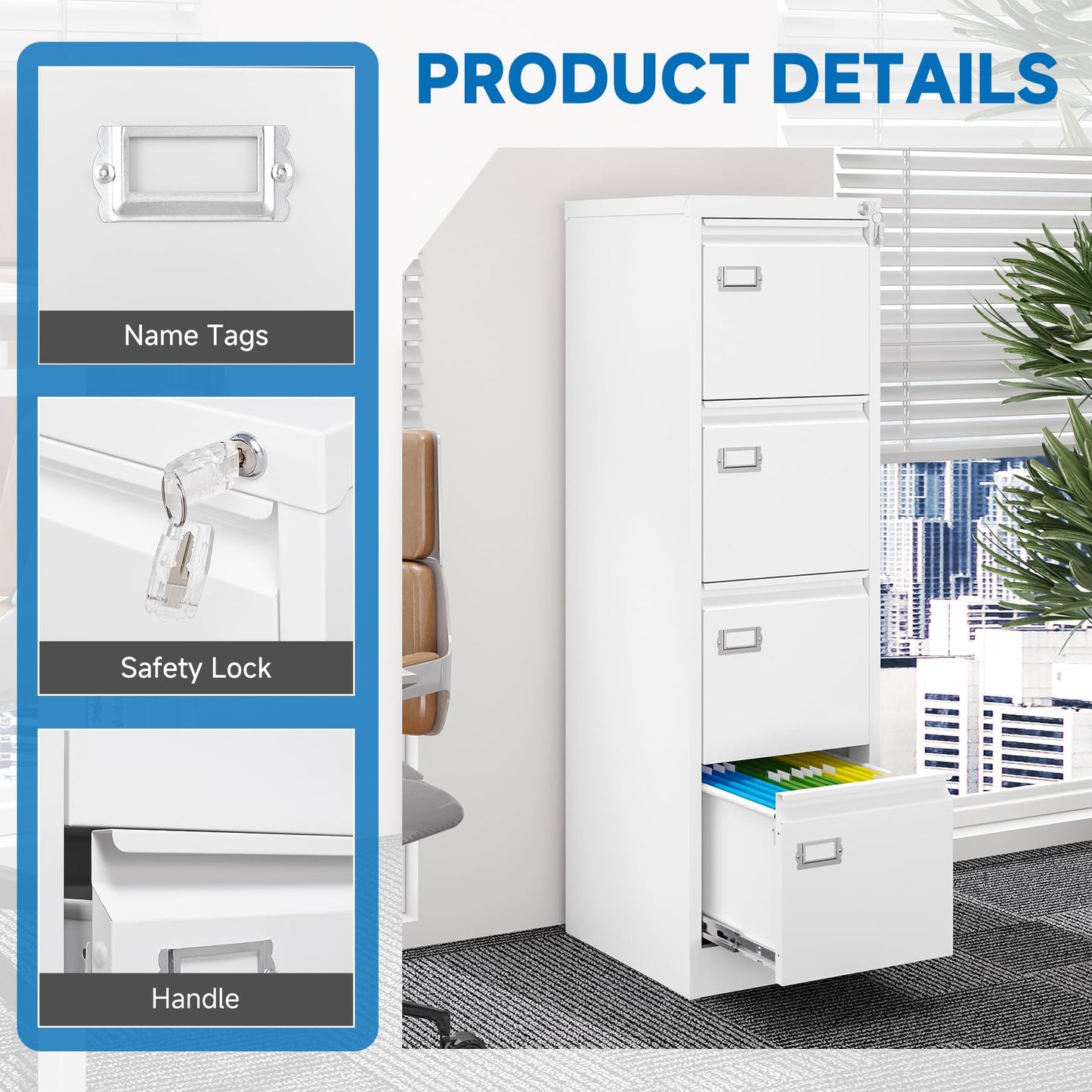 2-Drawer Vertical Locking File Cabinet, Steel, Letter Size