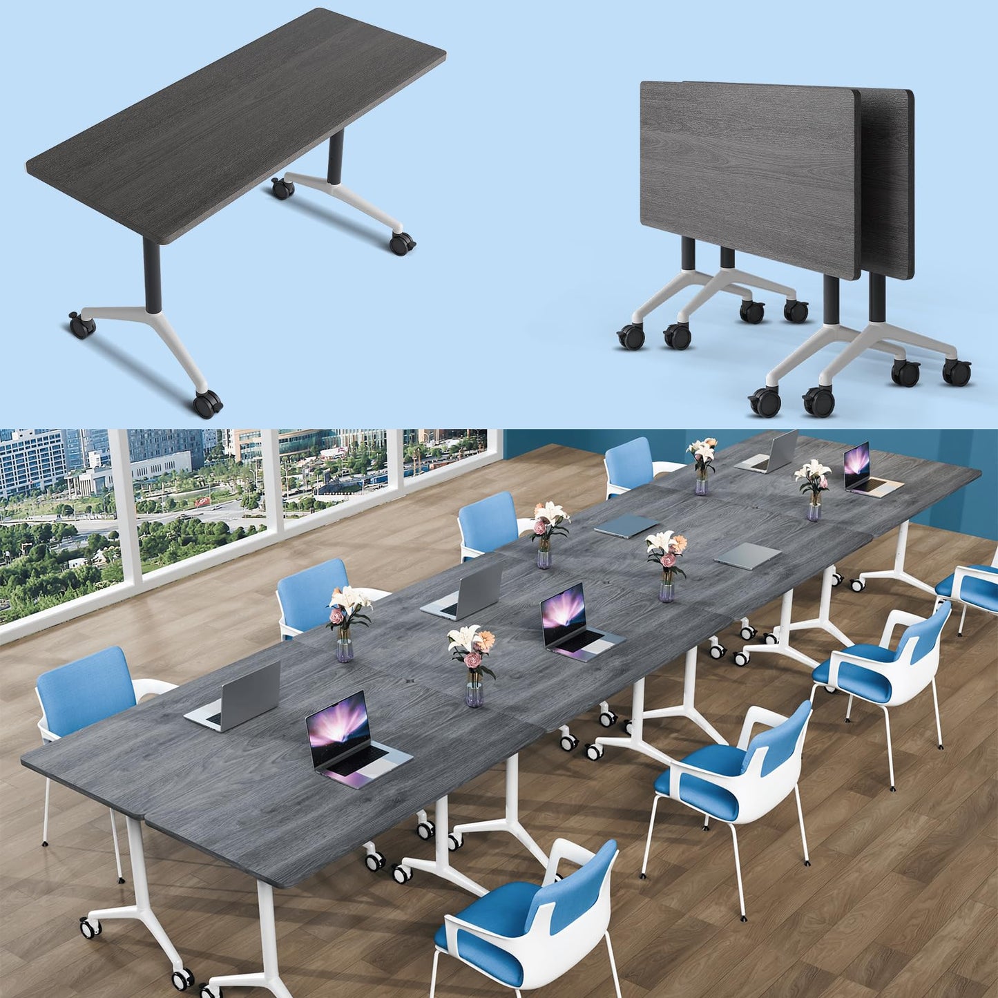 Folding Walnut Conference Table