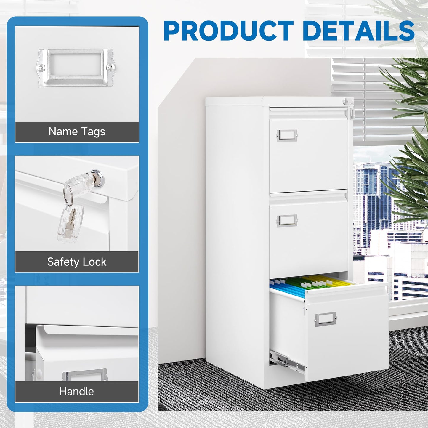 2-Drawer Vertical Locking File Cabinet, Steel, Letter Size