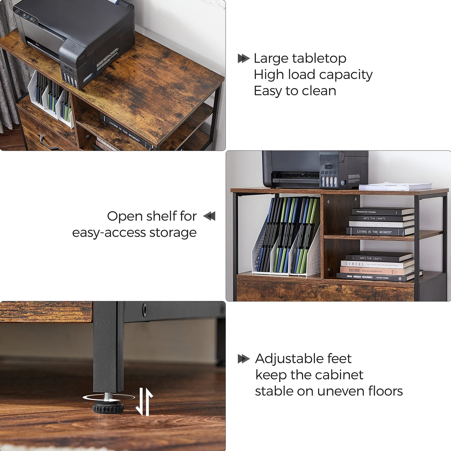 VASAGLE 2-Drawer Rolling File Cabinet, Snow White
