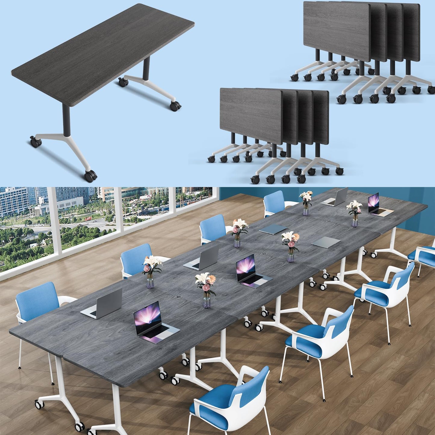 Folding Walnut Conference Table