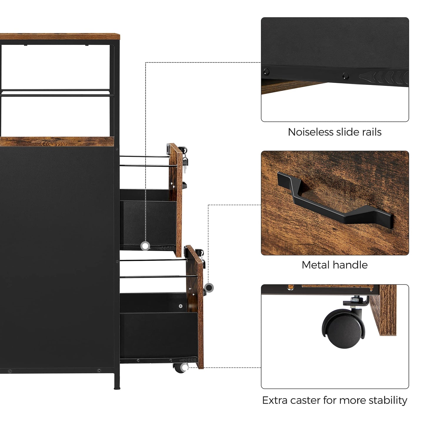VASAGLE 2-Drawer Rolling File Cabinet, Snow White