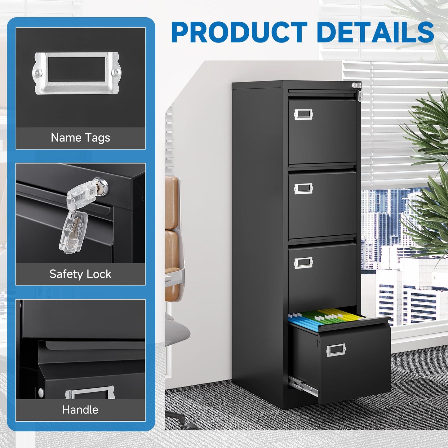 2-Drawer Vertical Locking File Cabinet, Steel, Letter Size