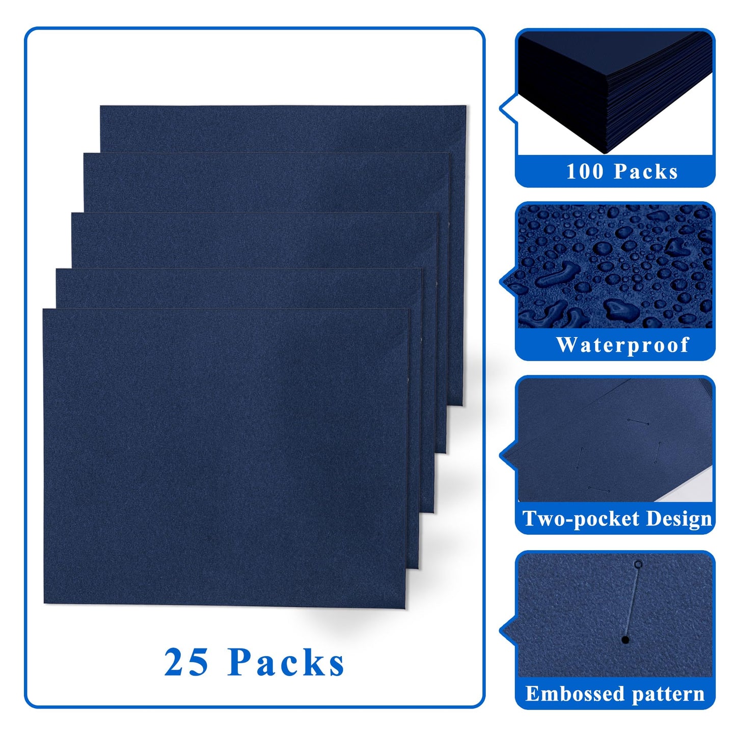 Zzrywuty 50 Packs Two Pocket File Folders with Business Card Slot