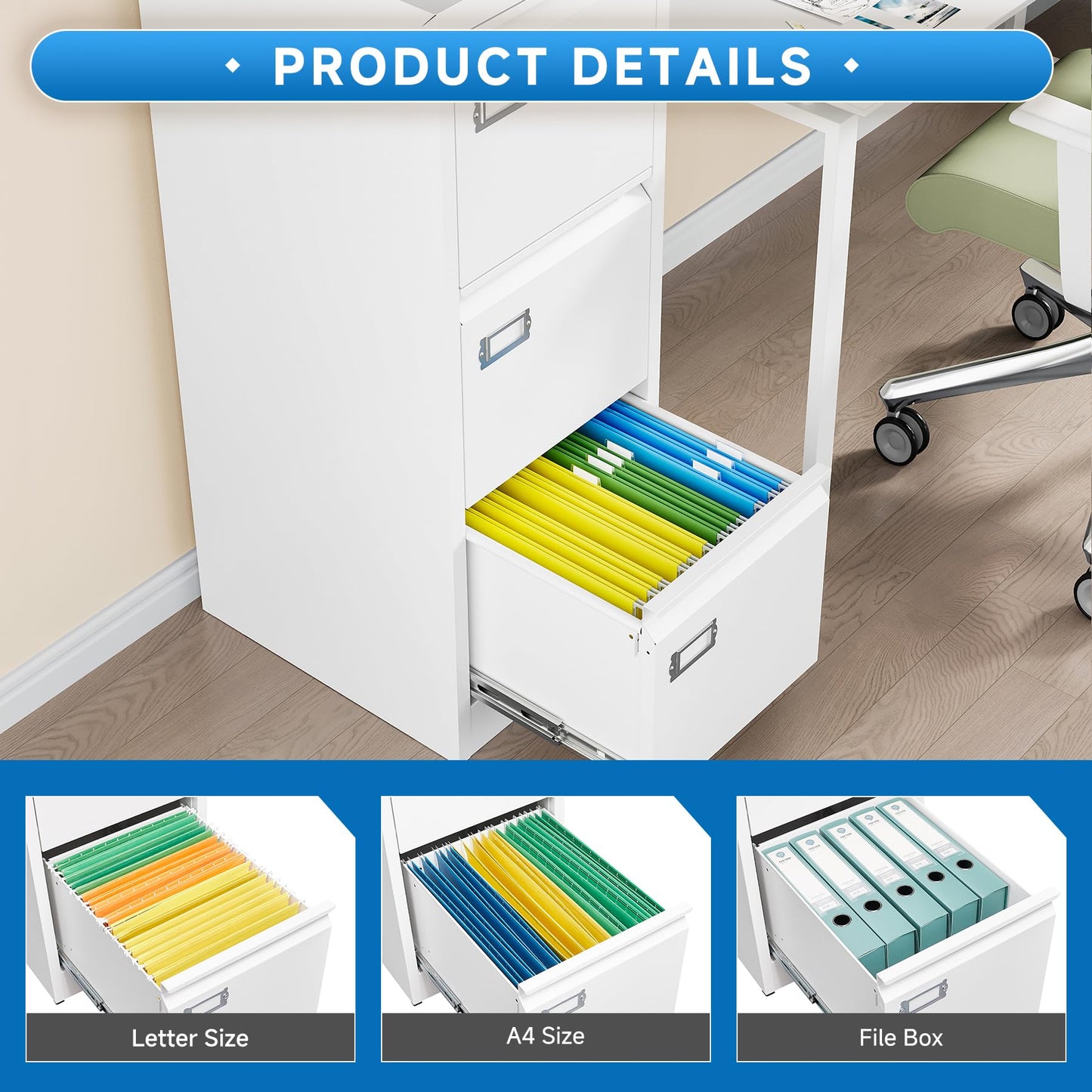 2-Drawer Vertical Locking File Cabinet, Steel, Letter Size