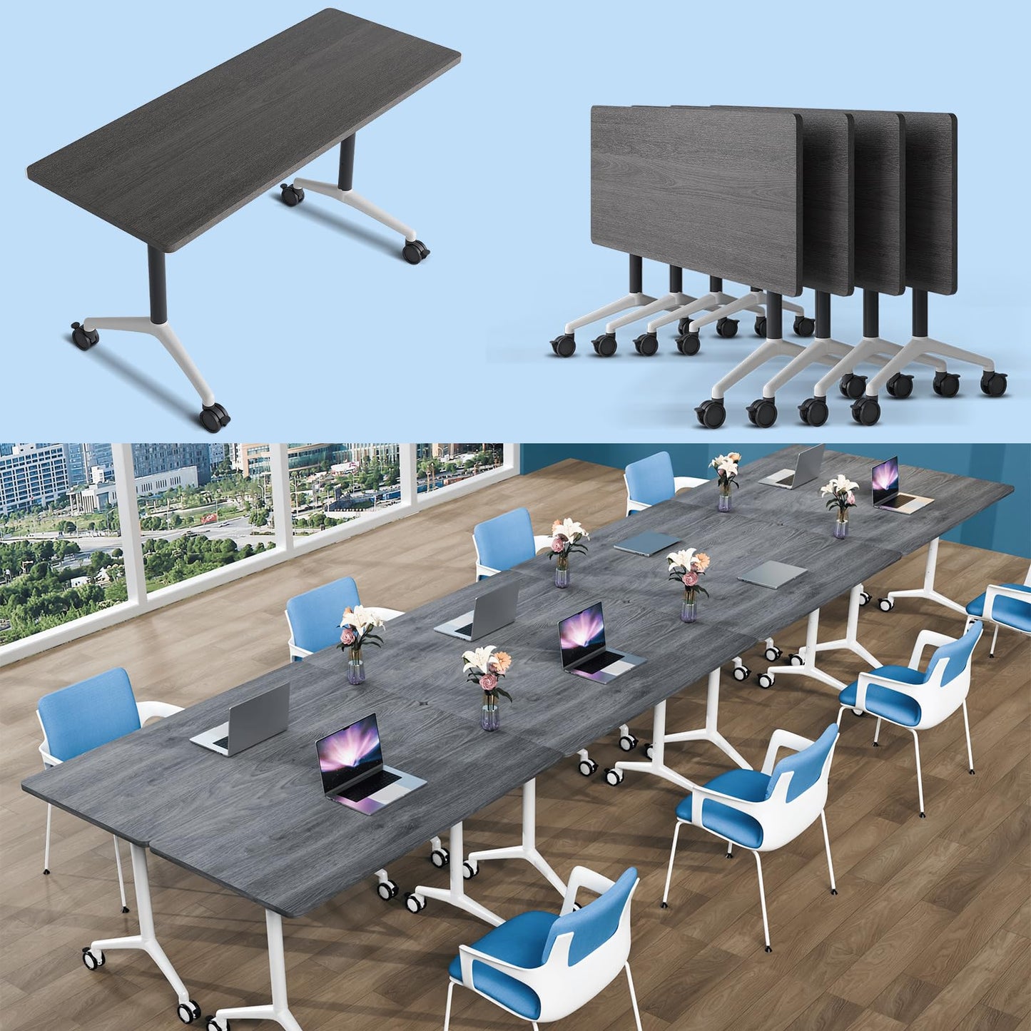 Folding Walnut Conference Table