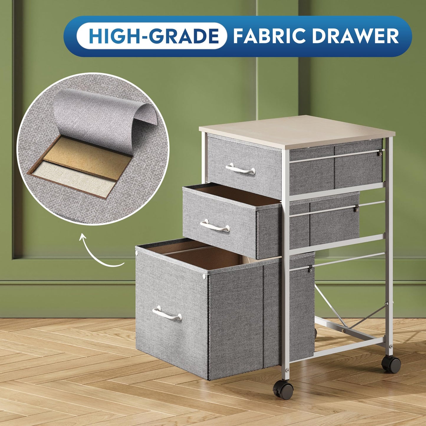 DEVAISE Mobile File Cabinet, Rolling Printer Stand with 3 Drawers