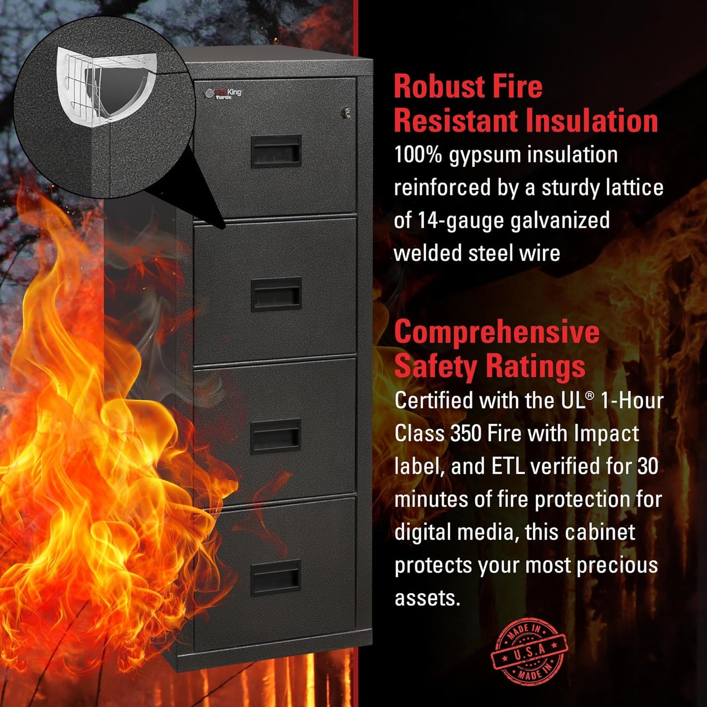 FireKing Turtle 4-Drawer Vertical Fireproof File Cabinet