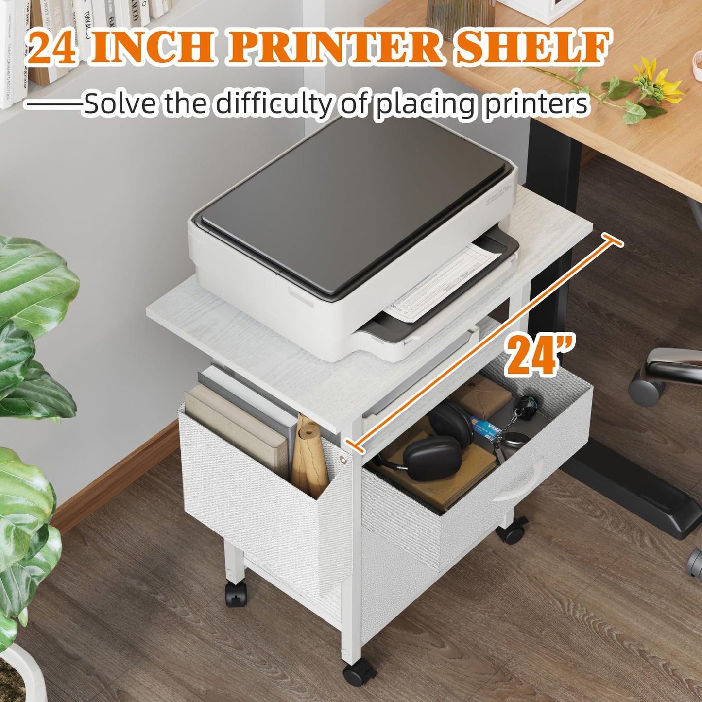 2 Drawer File Cabinet with 24'' Extended Desktop