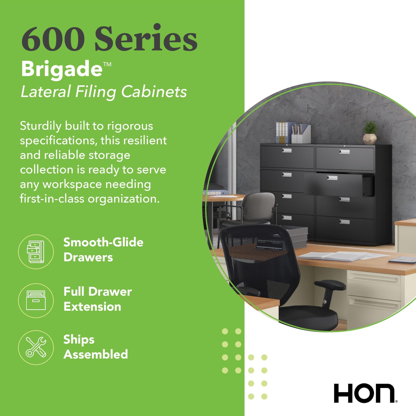 HON 2 Drawer Lateral File Cabinet with Lock, Metal Filing Cabinets