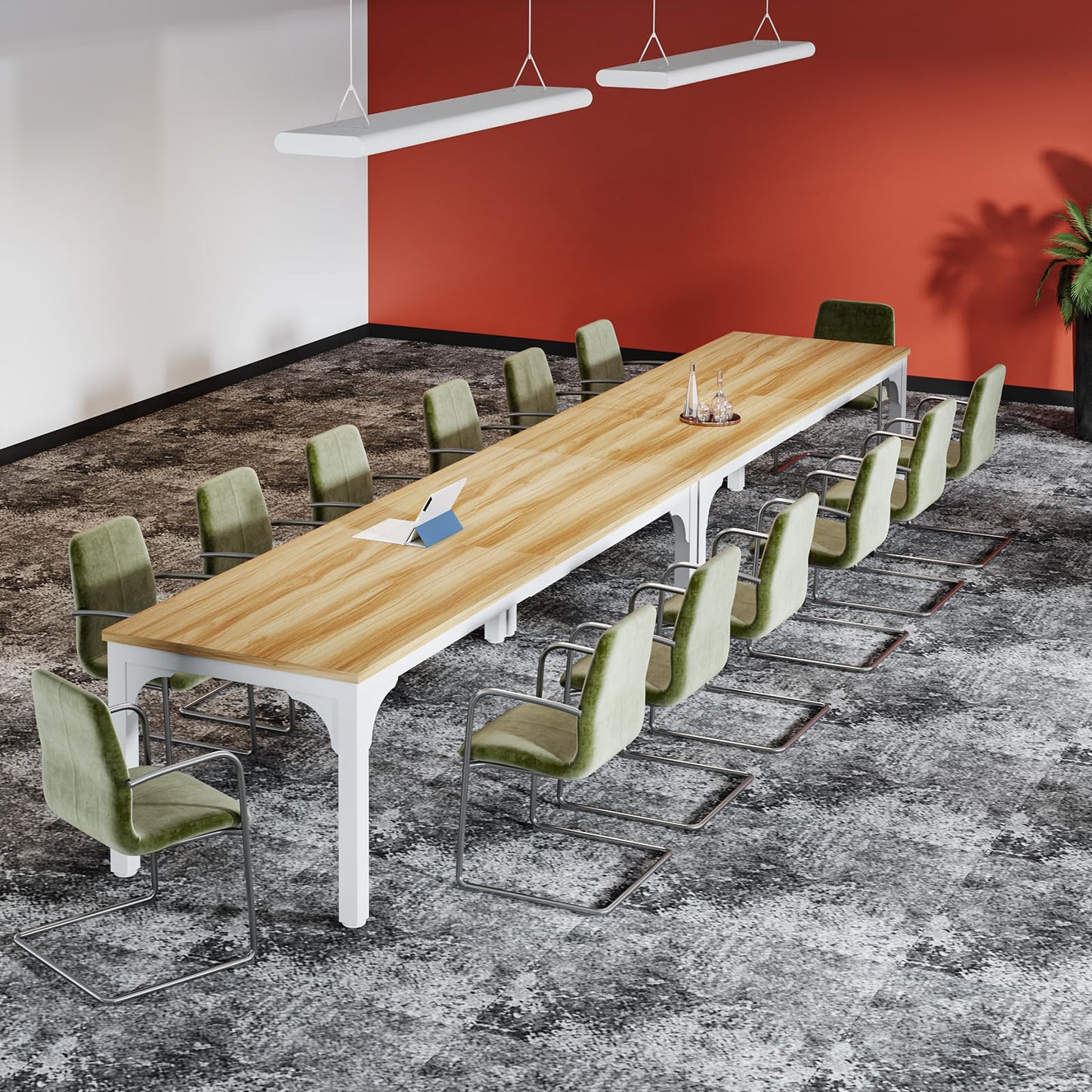 13FT Conference Table, Super Sturdy Large Rectangle Meeting Seminar Table