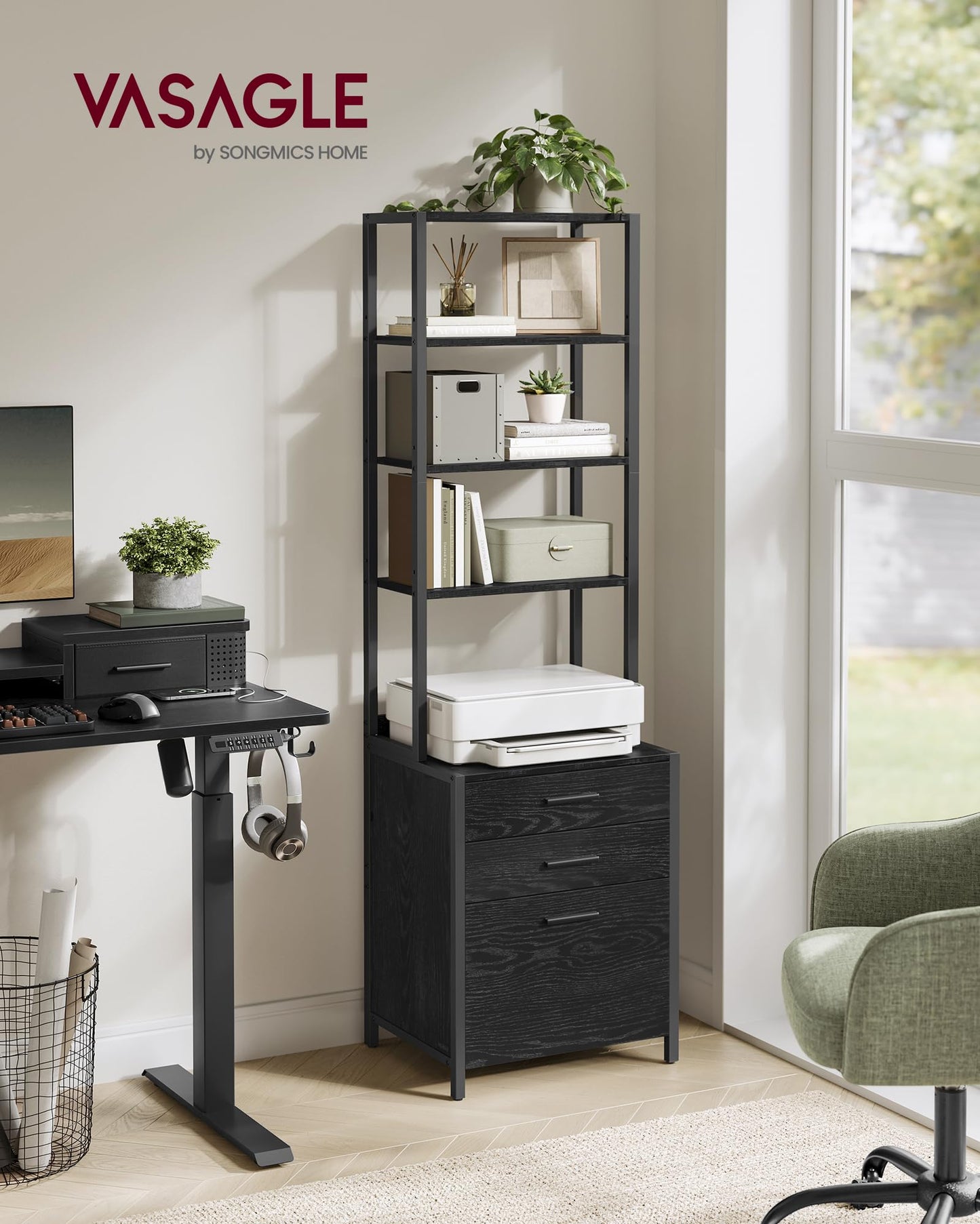 VASAGLE File Cabinet, 3 Drawers Filing Cabinet for Home Office