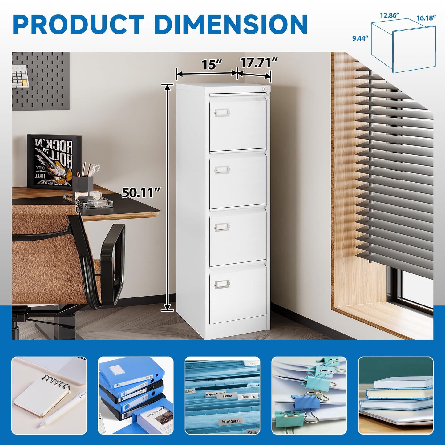 2-Drawer Vertical Locking File Cabinet, Steel, Letter Size