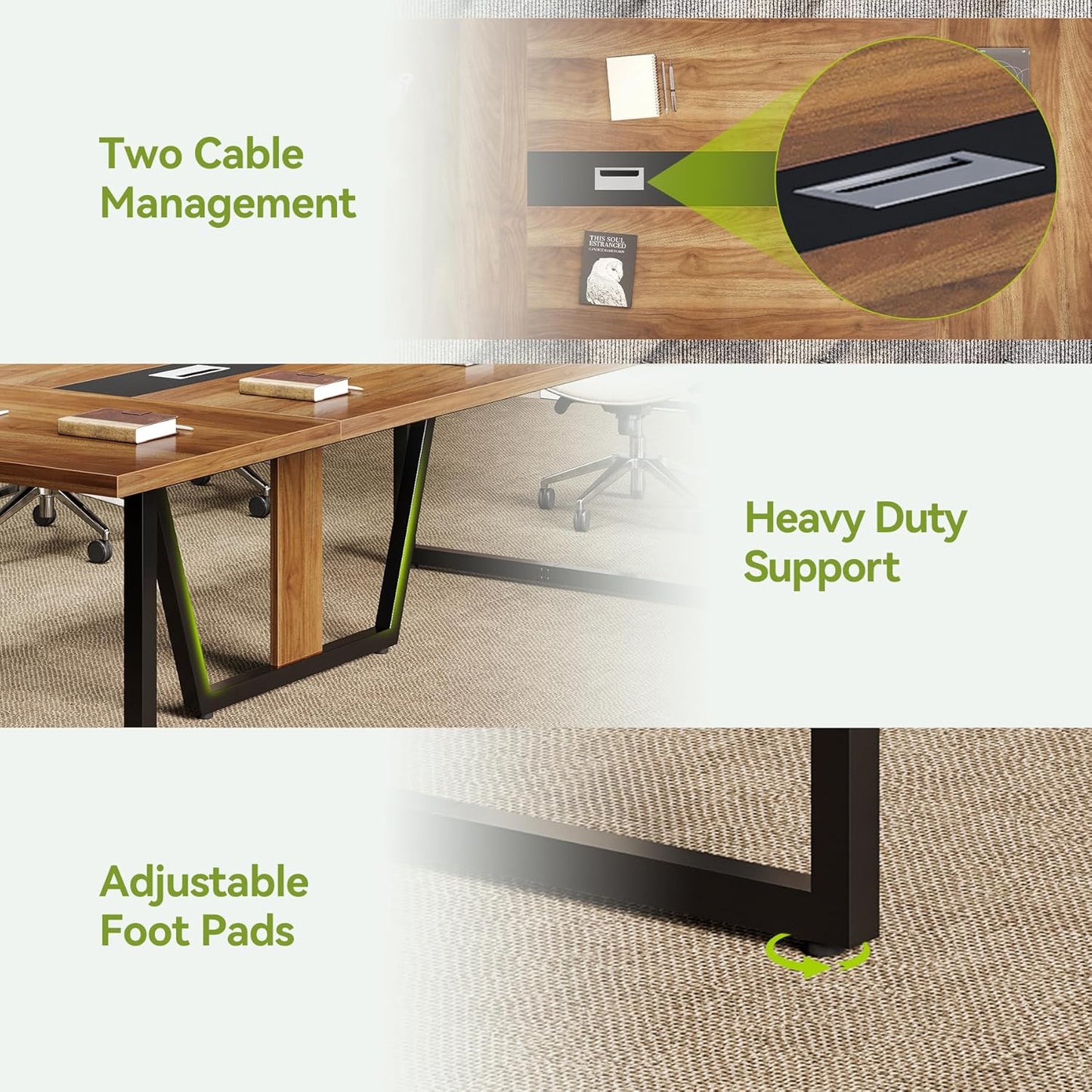 LITTLE TREE 8FT Conference Table for 10 People, Large Meeting Table