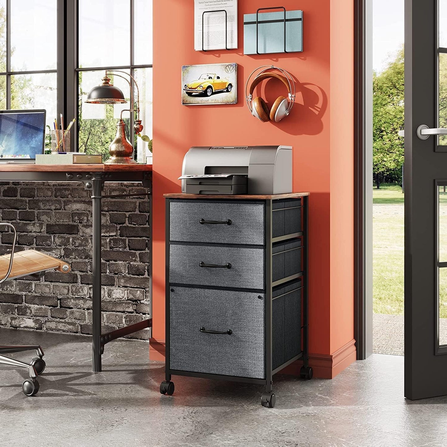 DEVAISE Mobile File Cabinet, Rolling Printer Stand with 3 Drawers