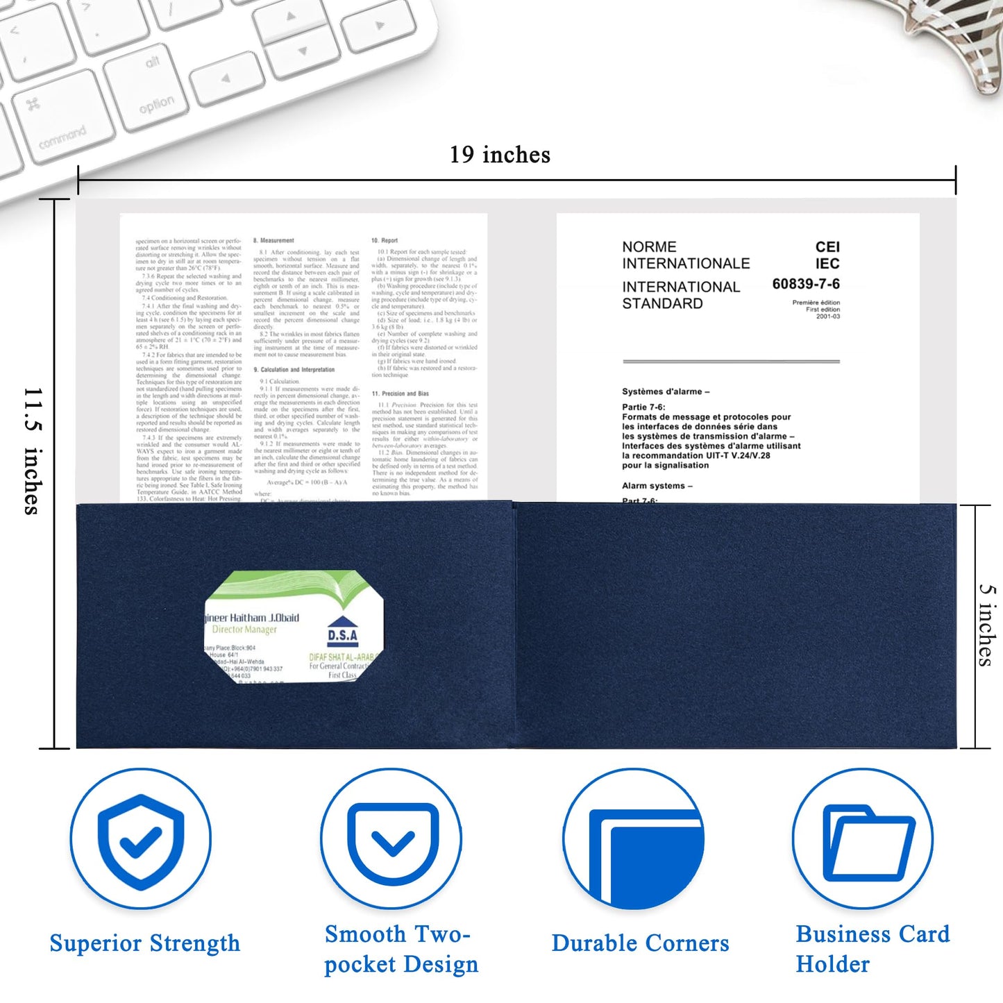 Zzrywuty 50 Packs Two Pocket File Folders with Business Card Slot