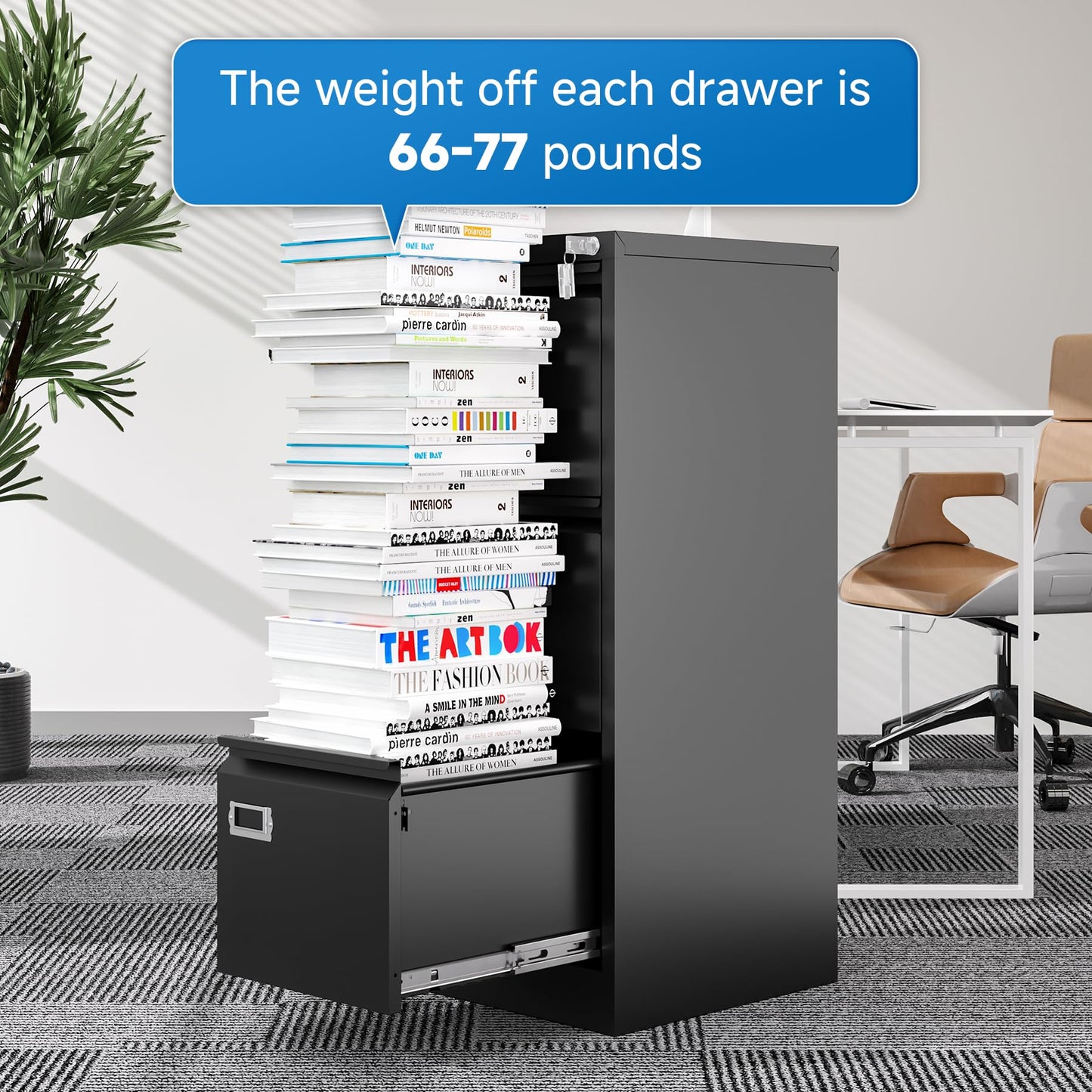 2-Drawer Vertical Locking File Cabinet, Steel, Letter Size