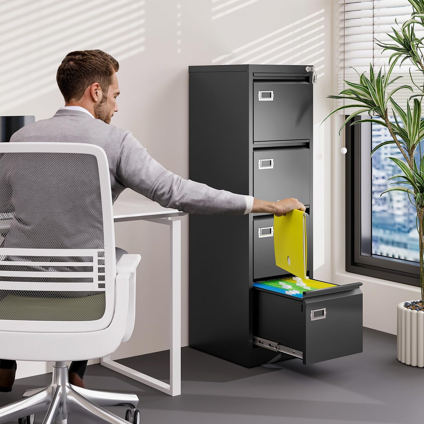 2-Drawer Vertical Locking File Cabinet, Steel, Letter Size