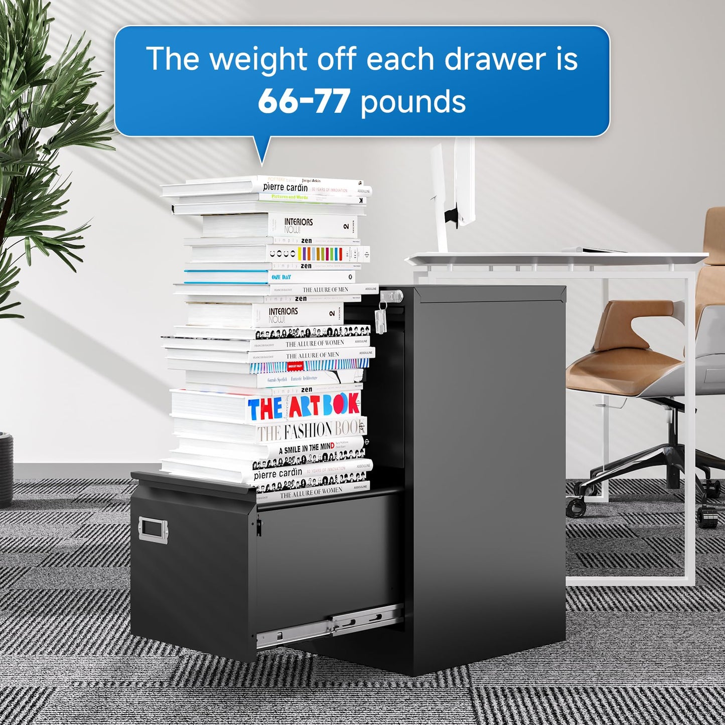 2-Drawer Vertical Locking File Cabinet, Steel, Letter Size