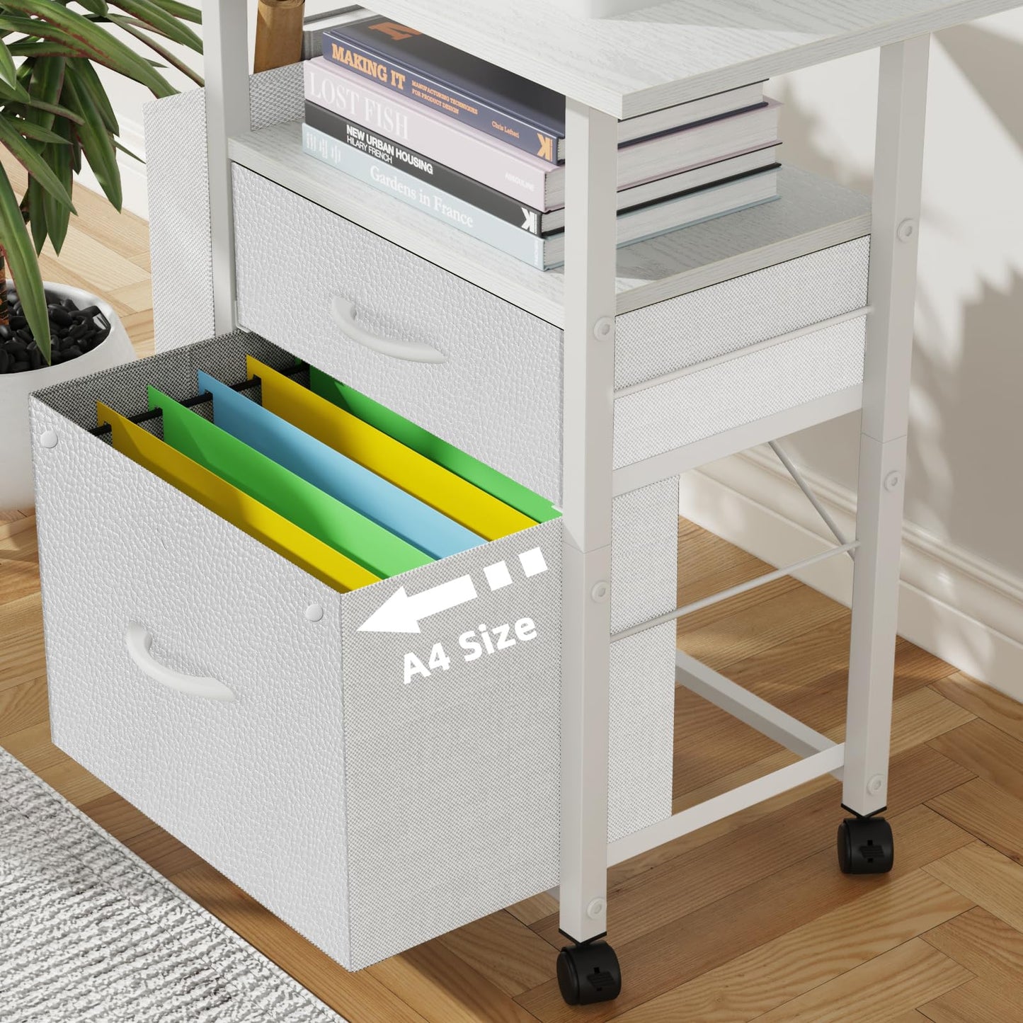 2 Drawer File Cabinet with 24'' Extended Desktop