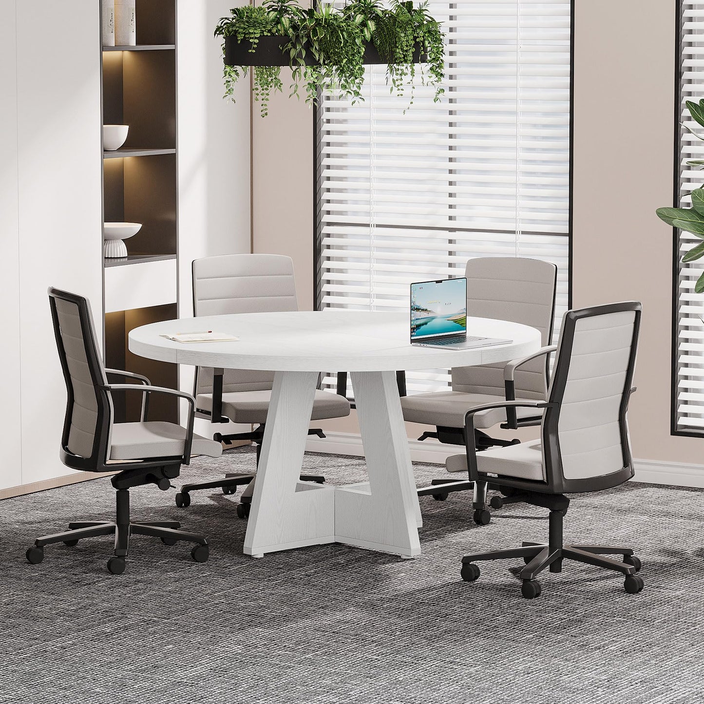 Tribesigns 47-Inch Round Conference Table  Wooden Meeting Room Table