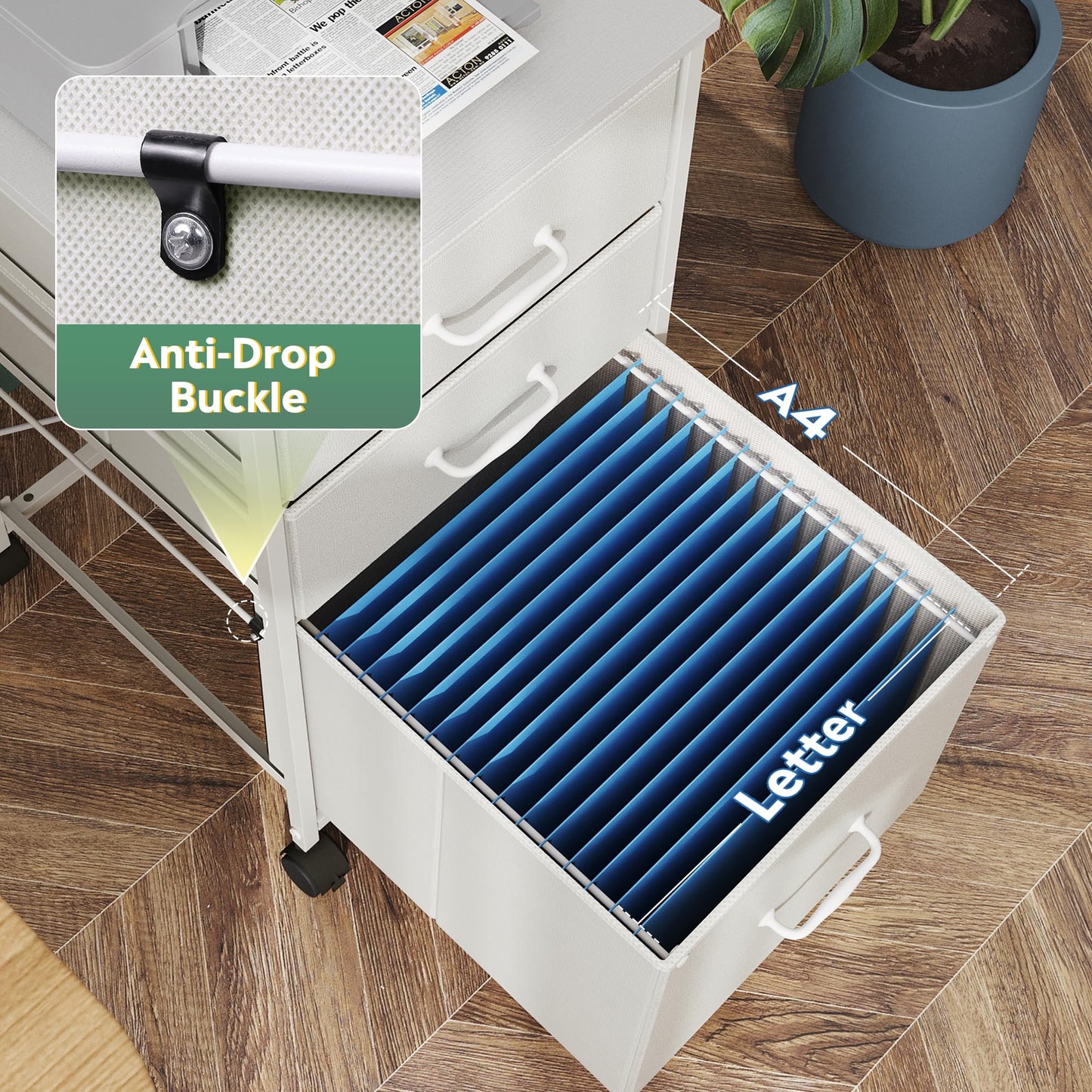 DEVAISE Mobile File Cabinet, Rolling Printer Stand with 3 Drawers