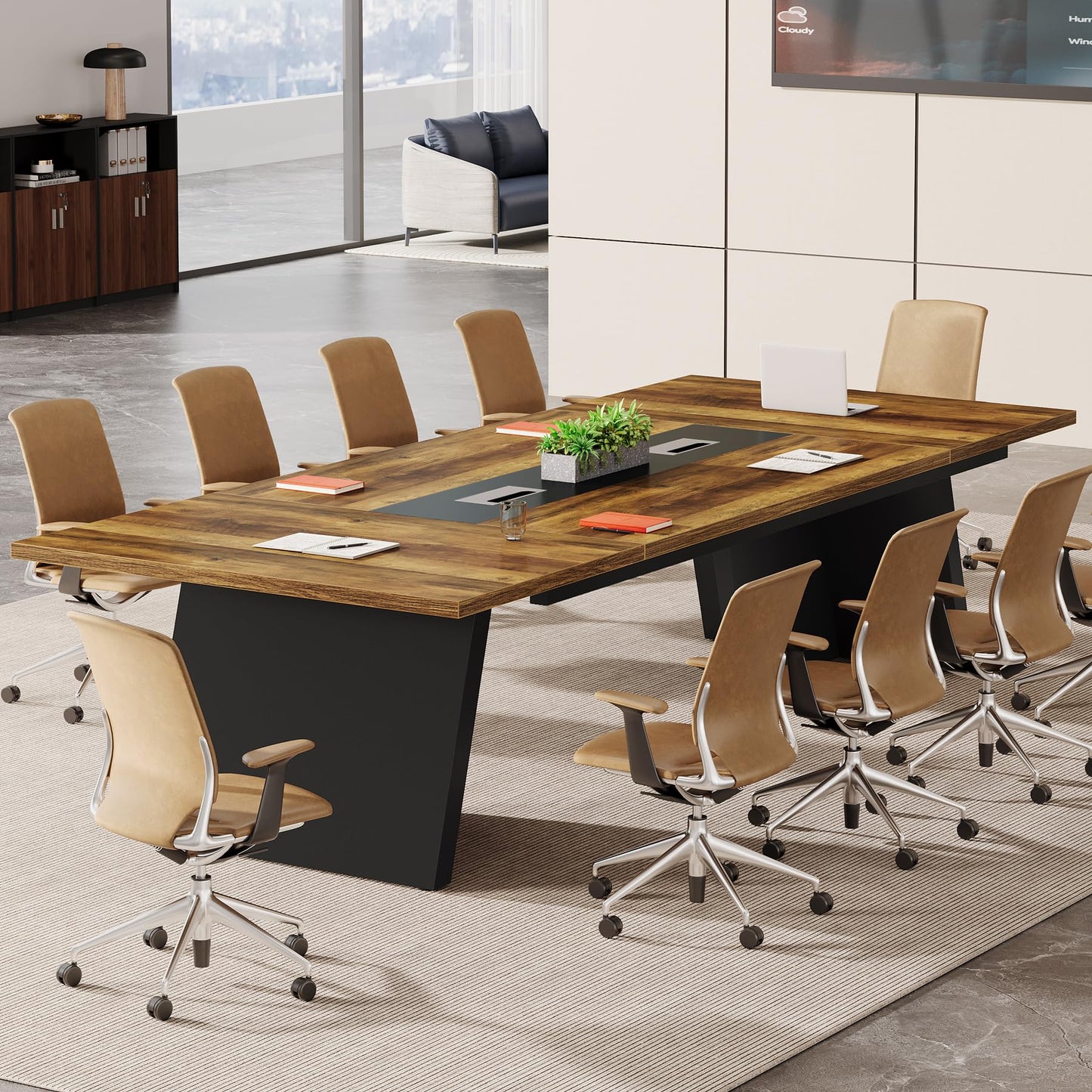Tribesigns 8ft Conference Table, Modern Office Meeting Room Table