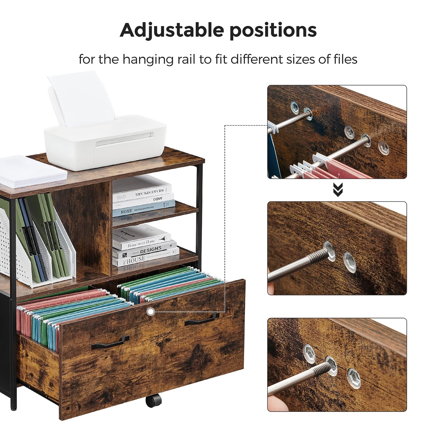 VASAGLE 2-Drawer Rolling File Cabinet, Snow White