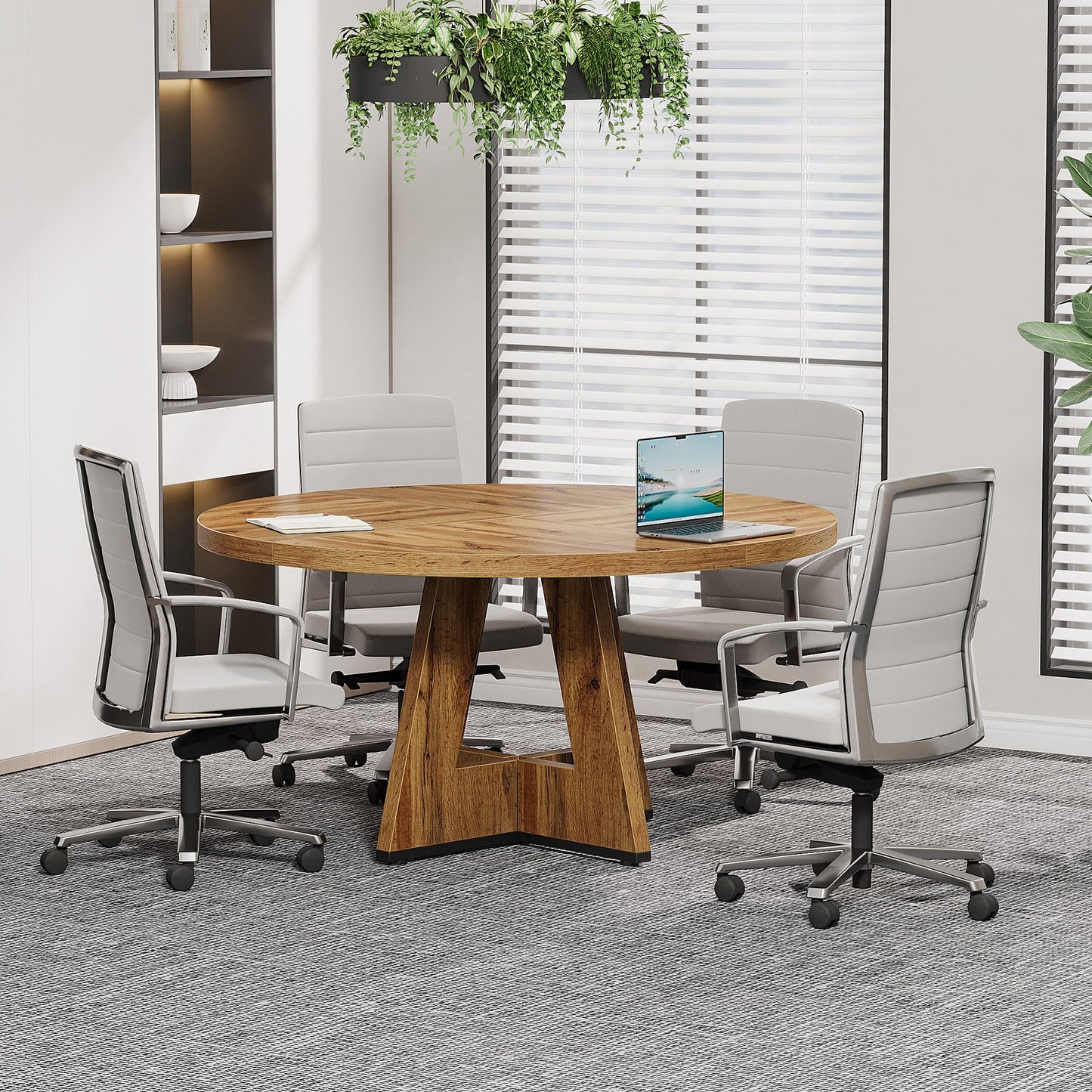 Tribesigns 47-Inch Round Conference Table  Wooden Meeting Room Table