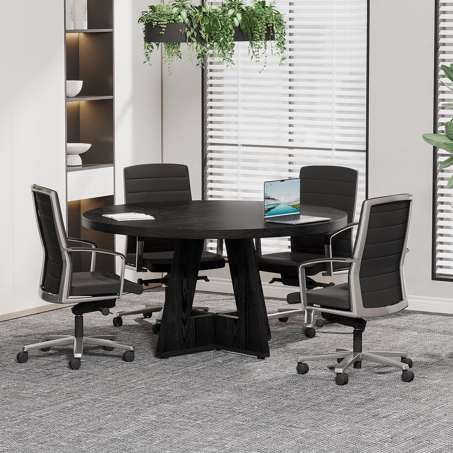 Tribesigns 47-Inch Round Conference Table  Wooden Meeting Room Table