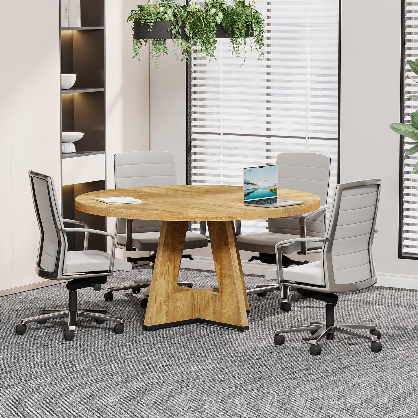 Tribesigns 47-Inch Round Conference Table  Wooden Meeting Room Table