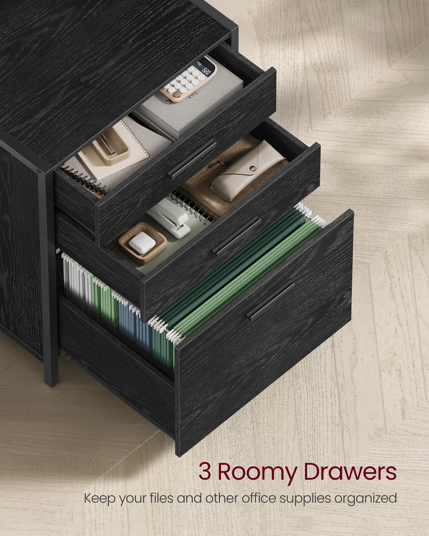 VASAGLE File Cabinet, 3 Drawers Filing Cabinet for Home Office