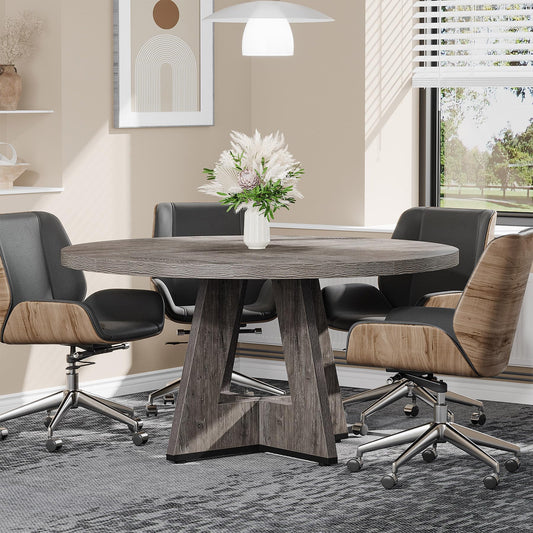 Tribesigns 47-Inch Round Conference Table  Wooden Meeting Room Table