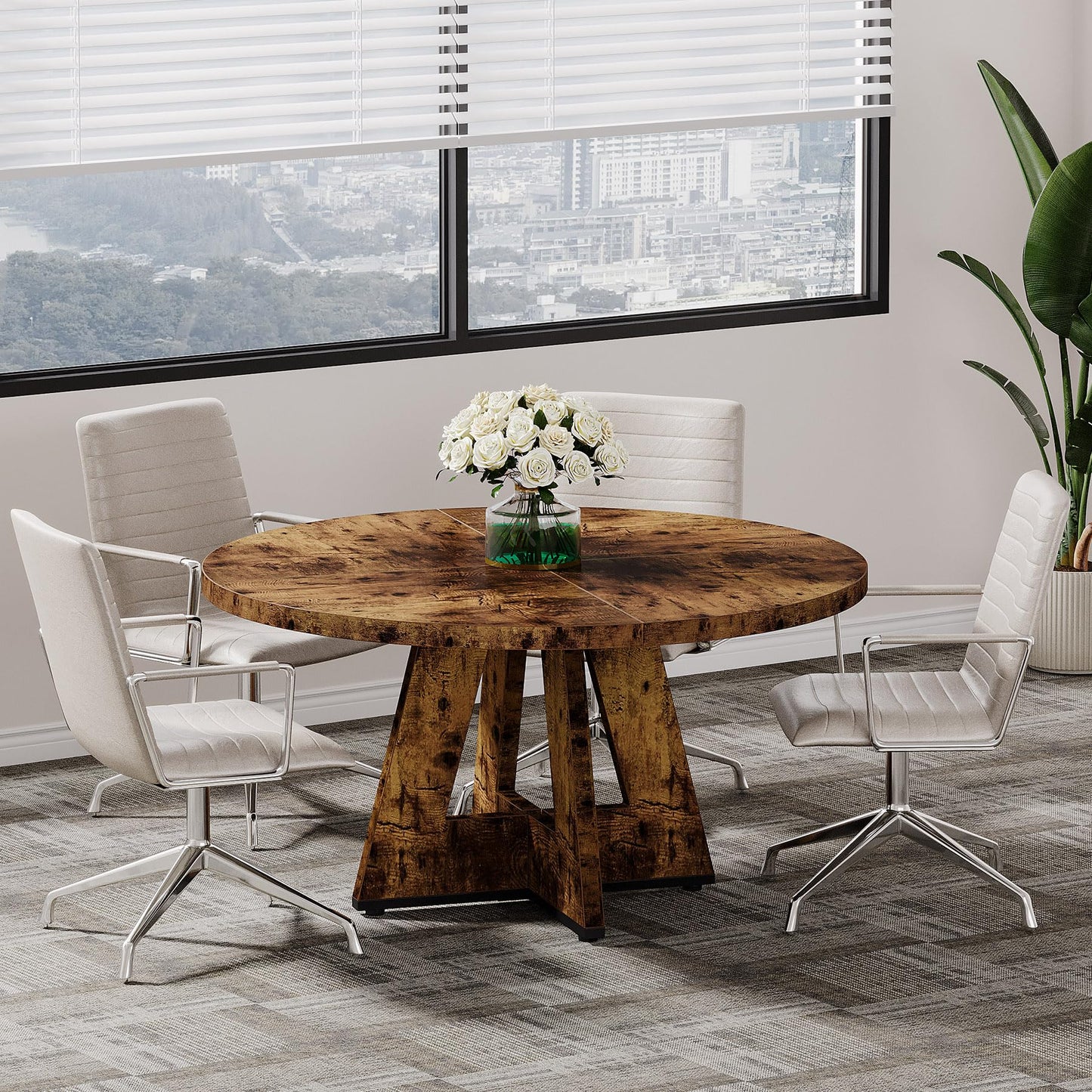 Tribesigns 47-Inch Round Conference Table  Wooden Meeting Room Table