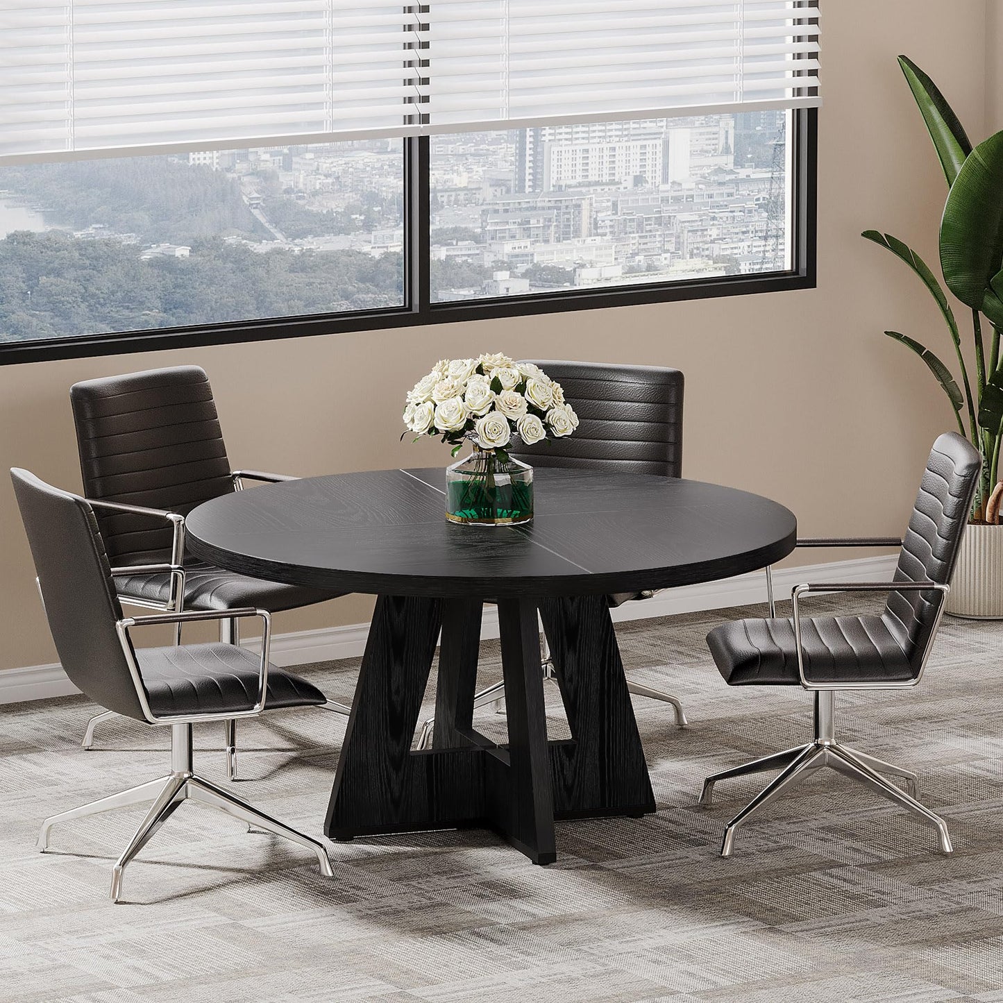 Tribesigns 47-Inch Round Conference Table  Wooden Meeting Room Table