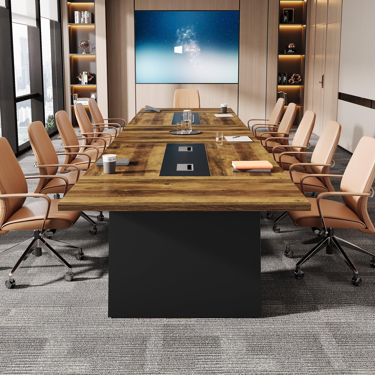 Tribesigns 8ft Conference Table, Modern Office Meeting Room Table