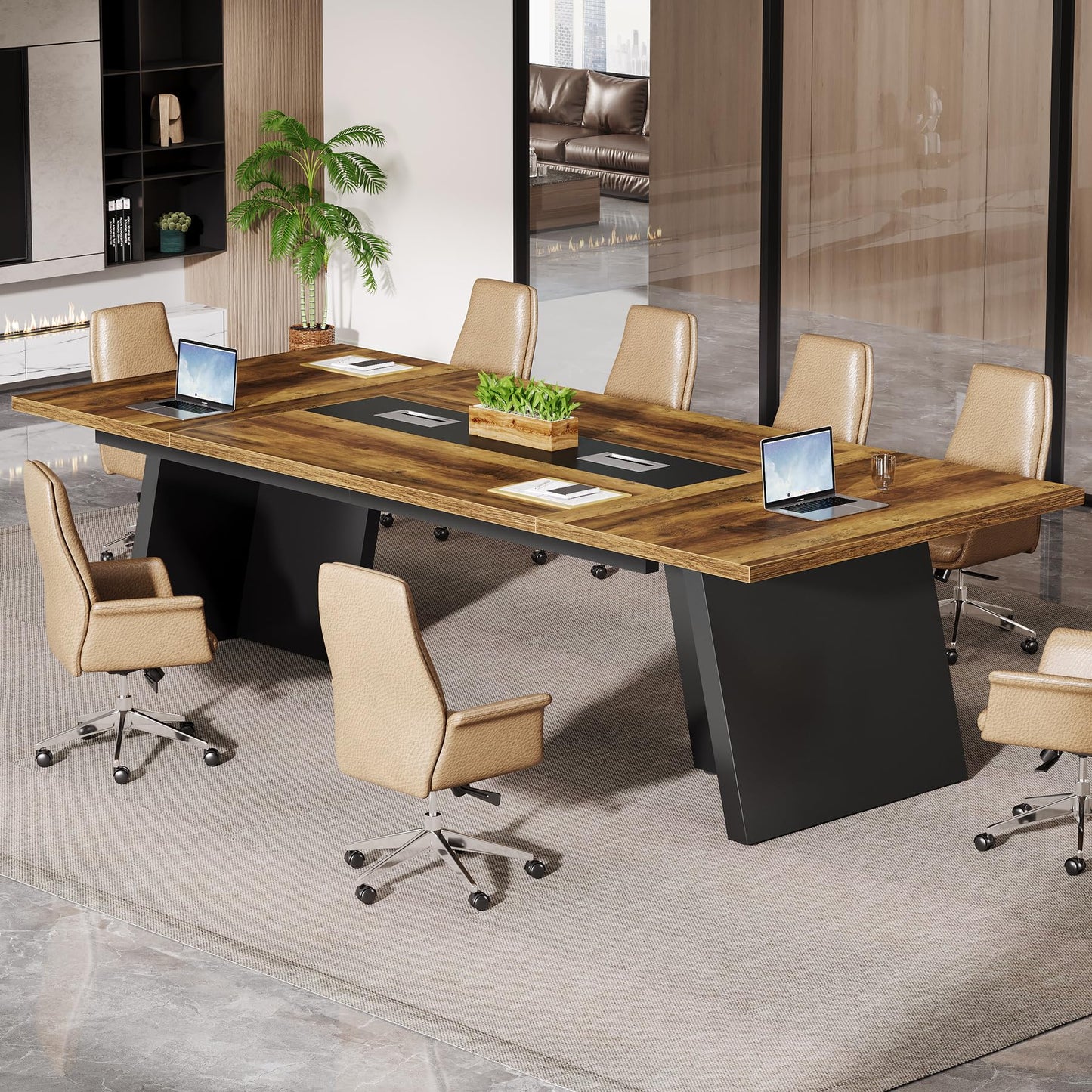 Tribesigns 8ft Conference Table, Modern Office Meeting Room Table